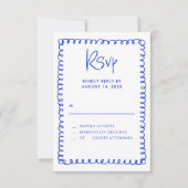 Minimalistische Hand Drawn French Blue Wedding RSVP Karte (Vorderseite)