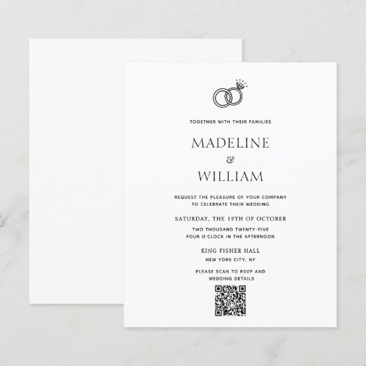 MINIMALISTISCHE Hand gezeichnete Rings QR Code Hoc (Vorne/Hinten)