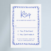 Minimalistische Hand gezogen Französisch Blue Wedd RSVP Karte