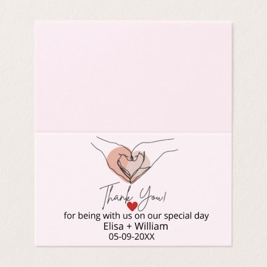 Minimalistische Hand Heart Gesture Wedding Guest G (Außenseite Aufgefaltet)