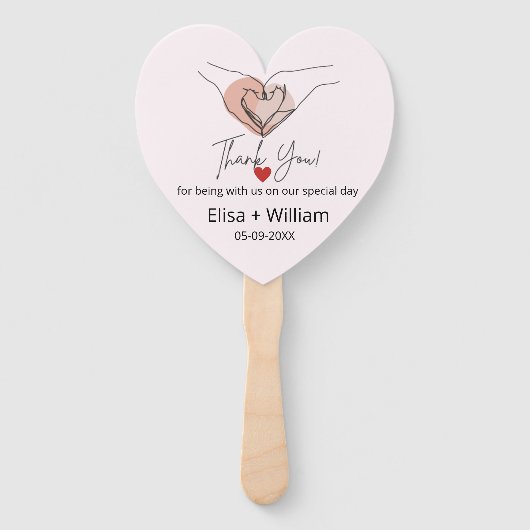 Minimalistische Hand Heart Gesture Wedding Guest G Fächer (Vorderseite)