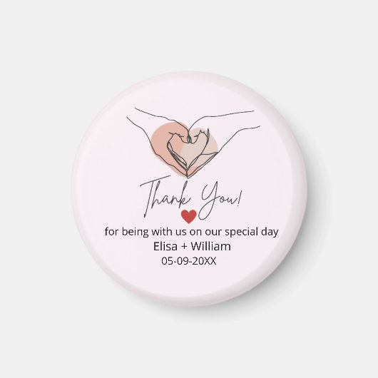 Minimalistische Hand Heart Gesture Wedding Guest G Magnet (Vorne)