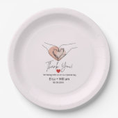 Minimalistische Hand Heart Gesture Wedding Guest G Pappteller (Vorderseite)