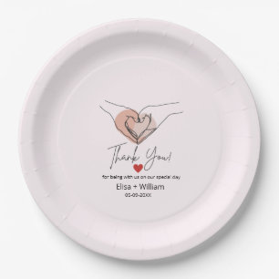 Minimalistische Hand Heart Gesture Wedding Guest G Pappteller