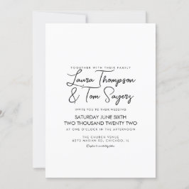 Minimalistische Hand Letting Script Black Wedding Einladung