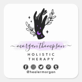 Minimalistische Hand Moon Metaphysische Massage Re Quadratischer Aufkleber