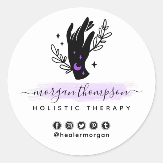 Minimalistische Hand Moon Metaphysische Massage Re Runder Aufkleber (Vorderseite)