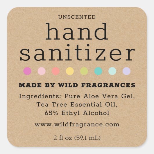 Minimalistische Hand Sanitizer Seife Imitate Kraft Quadratischer Aufkleber (Vorderseite)