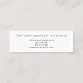 Minimalistische Hand schrieb vielen Dank Mini Visitenkarte (Rückseite)