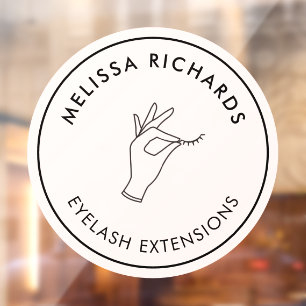 Minimalistische Hand und Lashes Circle Logo Rosa Fensteraufkleber