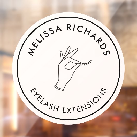 Minimalistische Hand und Lashes Circle Logo Rosa Fensteraufkleber (Blatt 2)