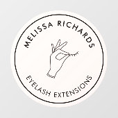 Minimalistische Hand und Lashes Circle Logo Rosa Fensteraufkleber (Blatt)