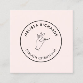 Minimalistische Hand und Lashes Circle Logo Rosa Quadratische Visitenkarte