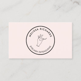 Minimalistische Hand und Lashes Circle Logo Rosa Visitenkarte