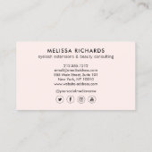 Minimalistische Hand und Lashes Circle Logo Rosa Visitenkarte (Rückseite)