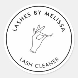 Minimalistische Hand und Lashes Circle Logo Runder Aufkleber