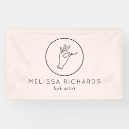 Minimalistische Hand und Lashes Logo-Makeup-Künstl Banner