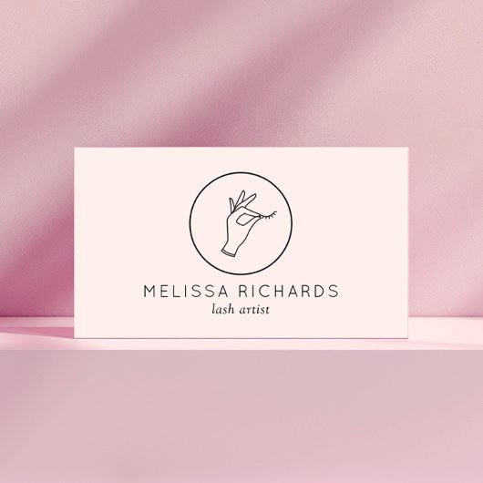 Minimalistische Hand und Lashes Logo-Makeup-Künstl Visitenkarte