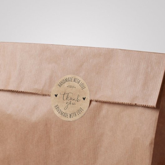 Minimalistische Handarbeit mit Liebe Runder Aufkleber