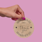 Minimalistische Handarbeit mit Liebe Runder Aufkleber