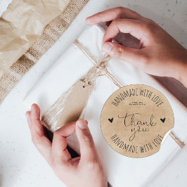 Minimalistische Handarbeit mit Liebe Runder Aufkleber