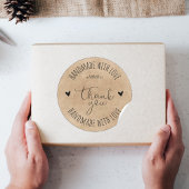 Minimalistische Handarbeit mit Liebe Runder Aufkleber