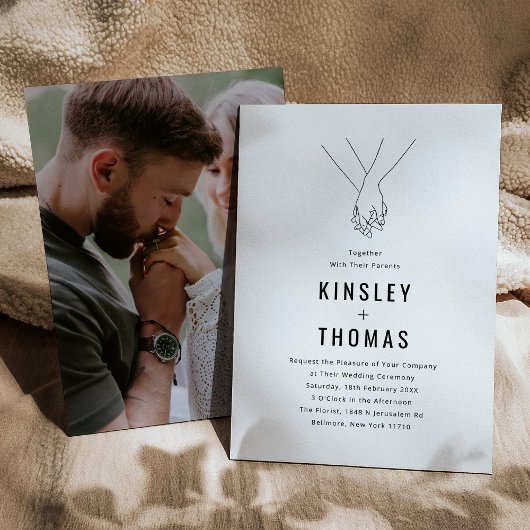 Minimalistische Händchenhochzeit Einladung