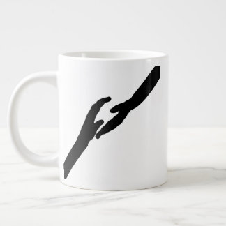 Minimalistische Hände berühren Line Art Emotional Jumbo-Tasse