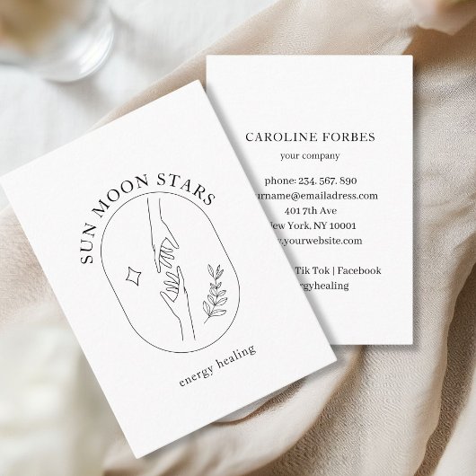 Minimalistische Hände, Star, Leafy Line Art Visitenkarte
