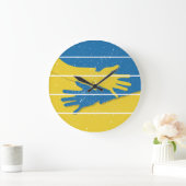 Minimalistische Hände unterstützen die Ukraine, di Große Wanduhr (Zuhause)