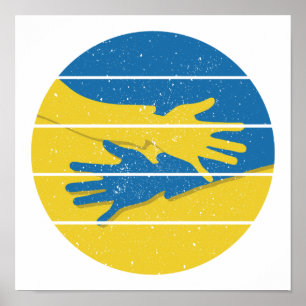 Minimalistische Hände unterstützen die Ukraine, Re Poster