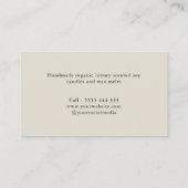 Minimalistische handgefertigte Kerze Visitenkarte (Rückseite)