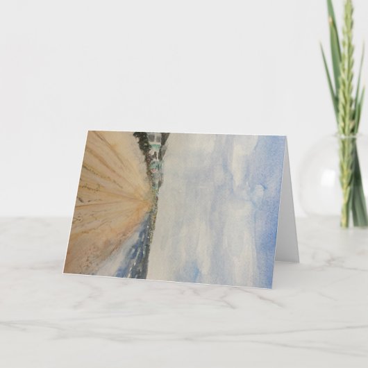 Minimalistische Handgemälde, Wasserfarbe, Strandsz (Vorderseite)