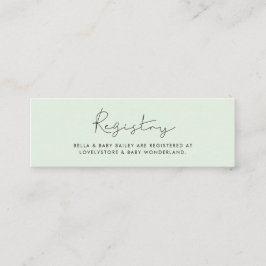 Minimalistische handgeschriebene Baby-Duschregiste Mini Visitenkarte