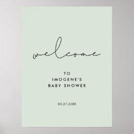 Minimalistische, handgeschriebene Babydusche Begrü Poster