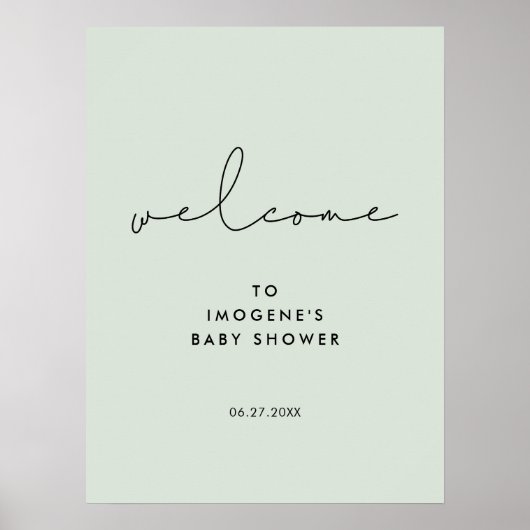 Minimalistische, handgeschriebene Babydusche Begrü Poster (Vorne)