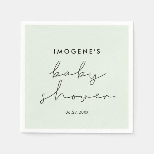 Minimalistische, handgeschriebene Babydusche Serviette (Vorderseite)