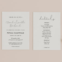 Minimalistische handgeschriebene Bachelorette Week Einladung