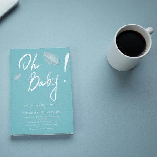 Minimalistische handgeschriebene Blue Boy Baby Dus Einladung
