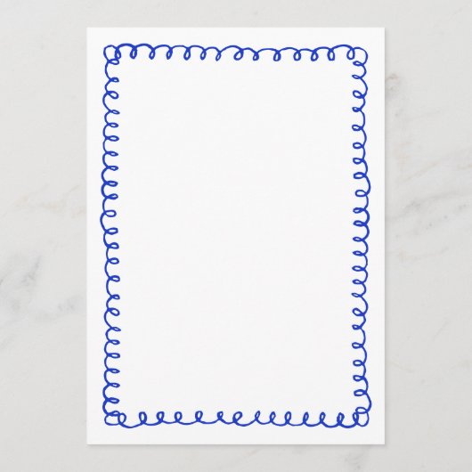 Minimalistische handgeschriebene Blue French Weddi Menükarte (Rückseite)