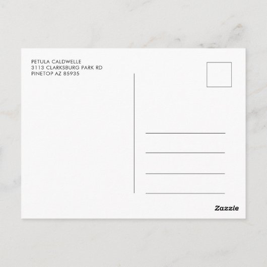 Minimalistische handgeschriebene Brautdusche Postkarte (Rückseite)