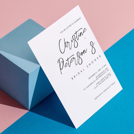 Minimalistische handgeschriebene Bridal-Dusche Ein Einladung