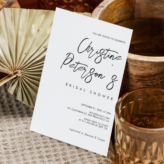 Minimalistische handgeschriebene Bridal-Dusche Ein Einladung