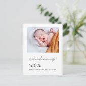 Minimalistische handgeschriebene Einführung in neu Postkarte (Stehend Vorderseite)