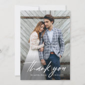 Minimalistische handgeschriebene Foto-Hochzeit Dankeskarte (Vorderseite)