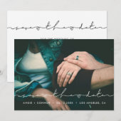 Minimalistische handgeschriebene Foto Save the Dat Date (Vorne/Hinten)
