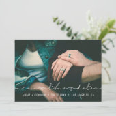 Minimalistische handgeschriebene Foto Save the Dat Save The Date (Stehend Vorderseite)