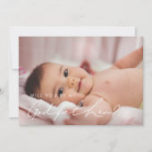 Minimalistische handgeschriebene Godvaterkarte Einladung (Vorderseite)