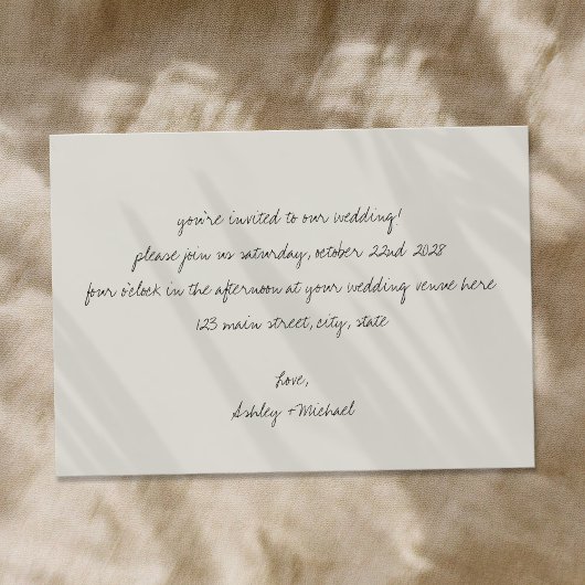 Minimalistische handgeschriebene Hochzeit Einladung