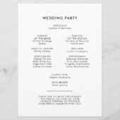 Minimalistische handgeschriebene Hochzeit Programm (Rückseite)